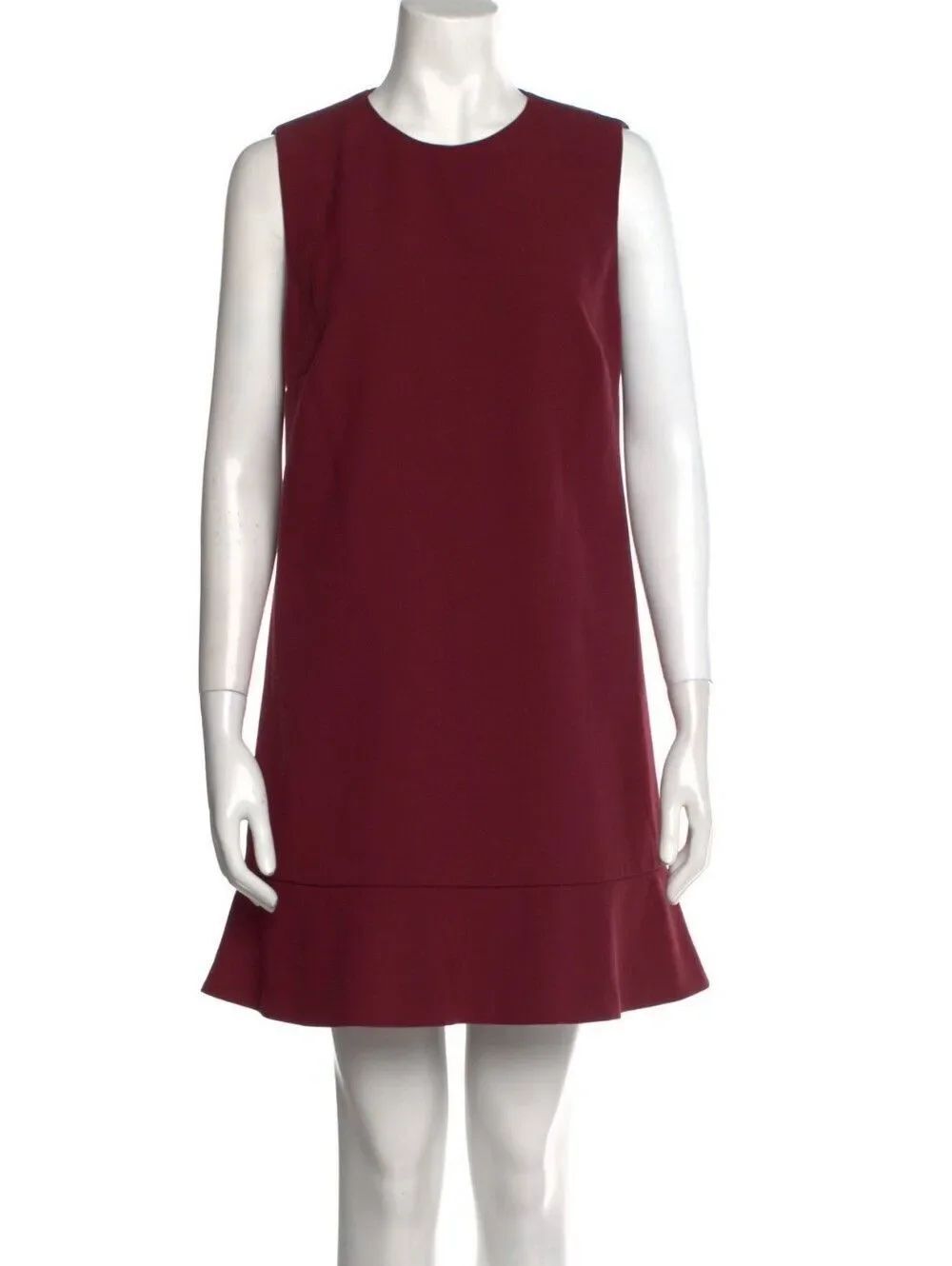 Red Valentino Burgundy Shift Dress with Ruffle Hem Italian Size 48 US 12